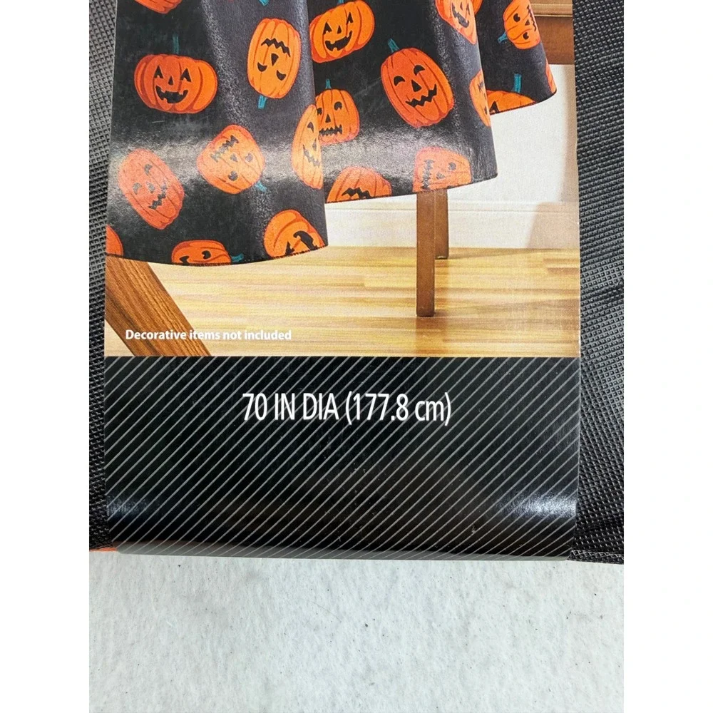 Way to Celebrate Halloween Pumpkin PEVA Tablecloth 70